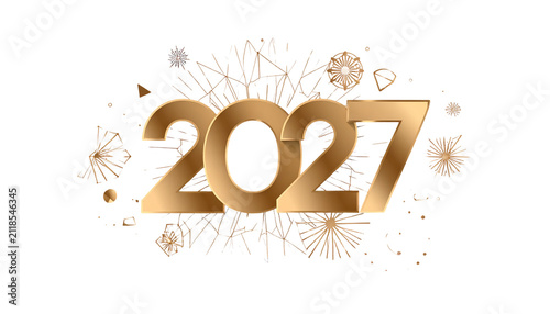 happy new year 2027, designed style, isolated on transparent background.
