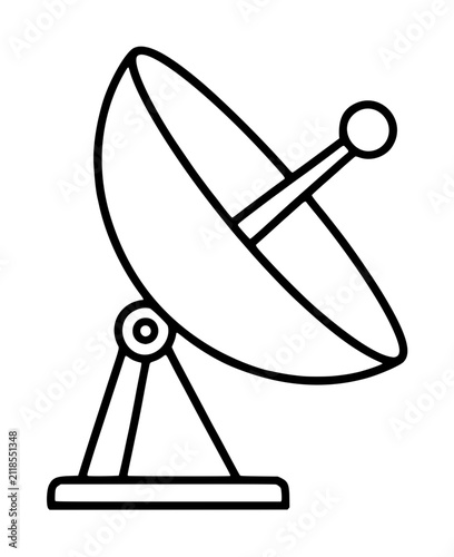 Картината върху платно Hand-drawn parabolic dish vector icon illustration featuring satellite antenna,