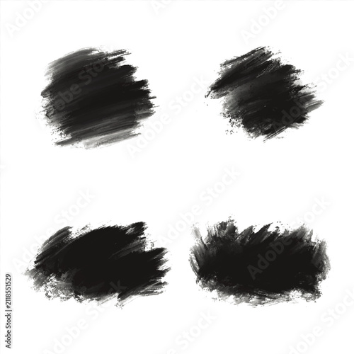 Collection of black paint ink brush strokes, brushes, lines, and grungy