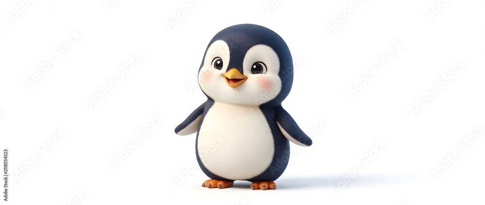 Obraz premium Cute cartoon penguin character isolated on white background
