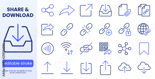 Fotografía Link share line icons set