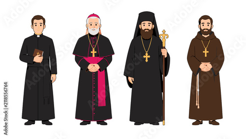 Fotografie Set of Christian clergy characters in religious robes