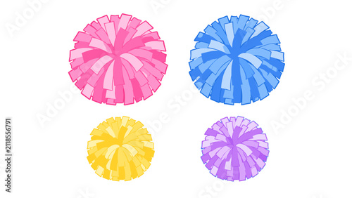 Obraz na plátne Set of colorful cheer pom poms isolated on white background