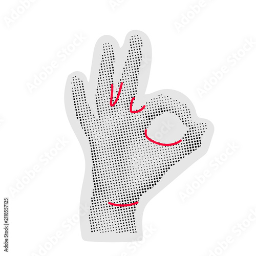 Retro Hand Collage Halftone Cutout Graphic