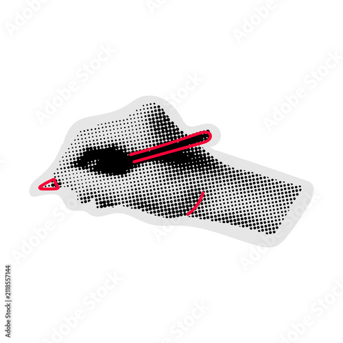 Retro Hand With Pencil Halftone Cutout Graphic