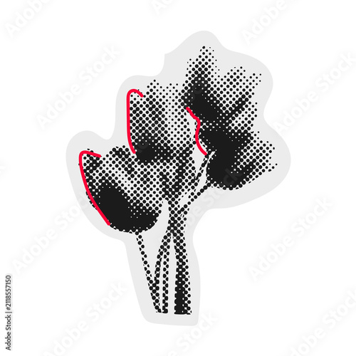 Retro Tulip Halftone Cutout Graphic