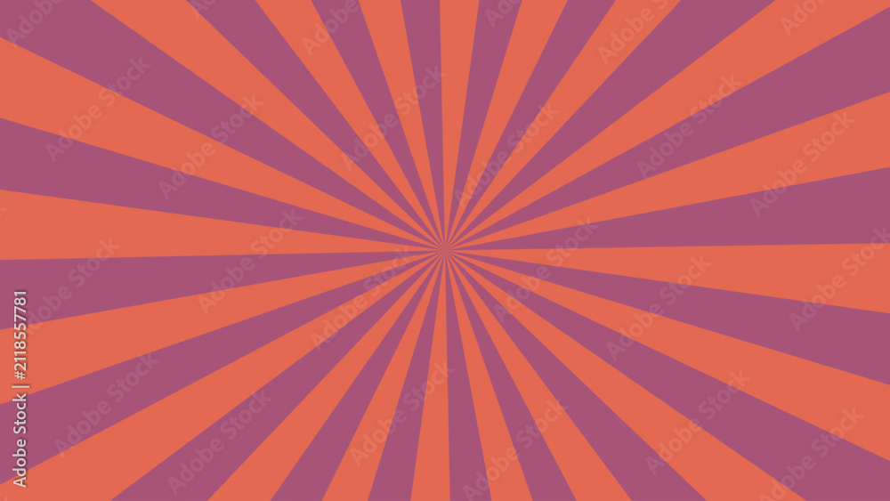 Obraz premium Vibrant orange and purple radial stripes pattern design background