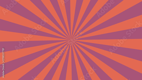 Vibrant orange and purple radial stripes pattern design background