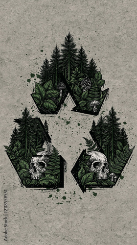 Recycle Symbol with Forest ...