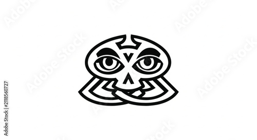 Bold Abstract Black and White Stylized Eye with Swirls Vector Illustration