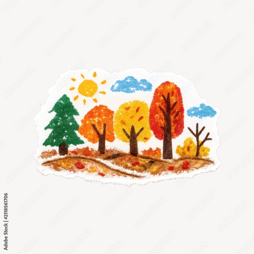 Fototapeta premium Colorful autumn trees drawing