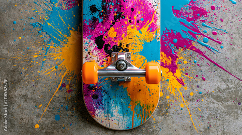 Vibrant Splash Skateboard: ...