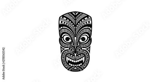 Bold Black Outline Tribal Tattoo Design with Circular and Geometric Patterns