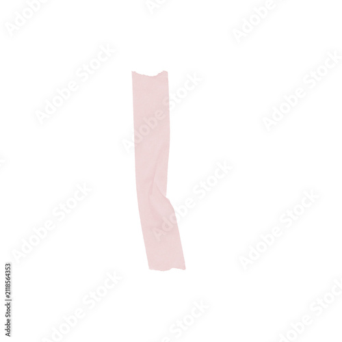 Pink Torn Washi Tape Strip Vertical Adhesive Masking Tape Abstract on White Background