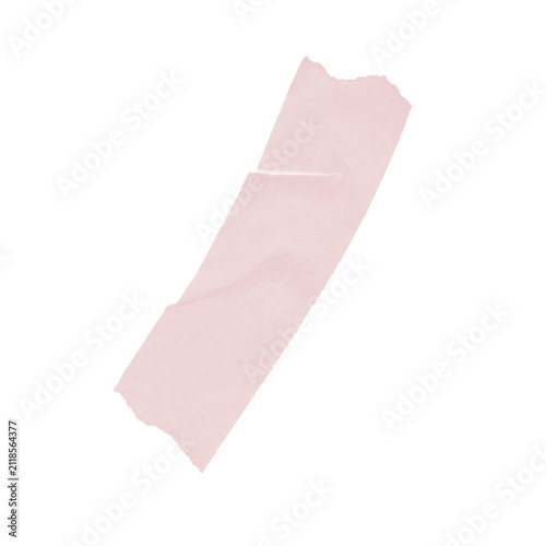 Pink Torn Washi Tape Strip Diagonal Adhesive Masking Tape Abstract on White Background