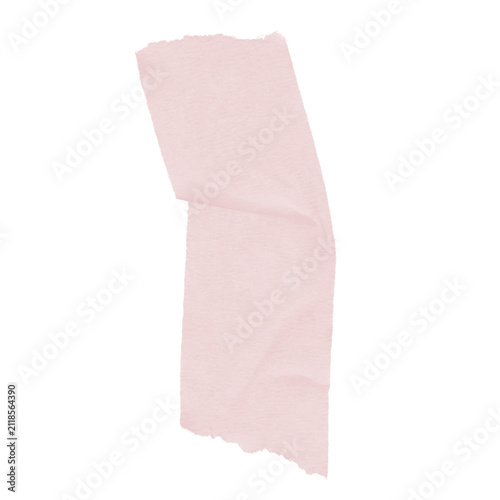 Pink Torn Washi Tape Strip Long Adhesive Masking Tape Abstract on White Background