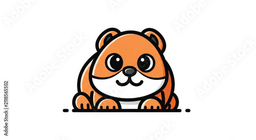 Cute Orange Tiger Cub Cartoon Character with Bold Black Outline