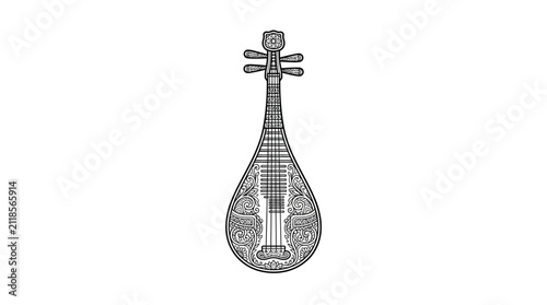 Bild auf Leinwand Mandala patterned string instrument mandolin drawing.