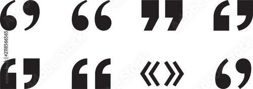 Quadro su tela Quote Mark Icons Set Black Speech Marks Inverted Commas Vector