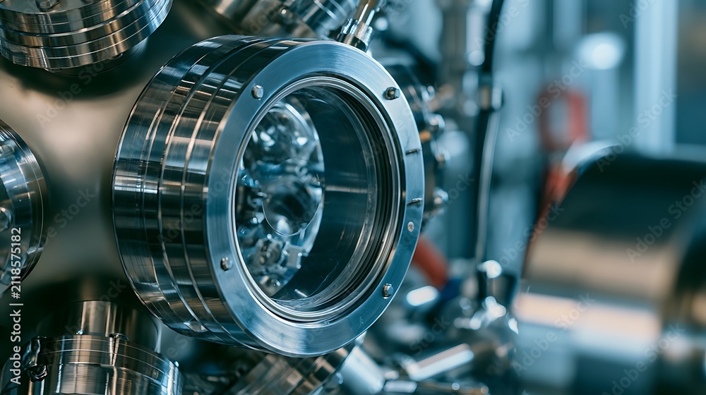 Fototapeta premium Close up of high tech scientific vacuum chamber equipment.