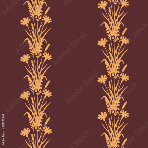 Elegant botanical wild wheat grass seamless pattern