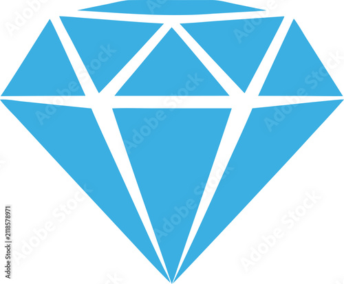 Clean blue diamond gemstone illustration with geometric facets, ideal for luxury branding, jewelry, finance, premium design, achievement, and valuable asset concepts