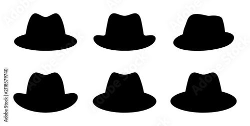 Obraz na płótnie Fedora Hat Silhouettes, Classic Style Headwear Icons, Vintage Fashion Accessory