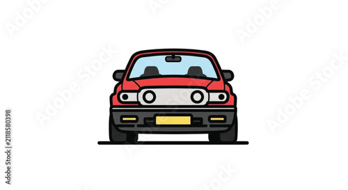 Bold Red SUV Car Illustration with Black Outline and White Background