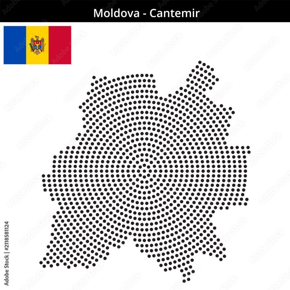 Fototapeta premium Map of Moldova region Cantemir in concentric medium dots