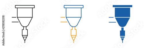 Industrial Hopper Dispensing Nozzle Bulk Feed Icon Set Outline Glyph