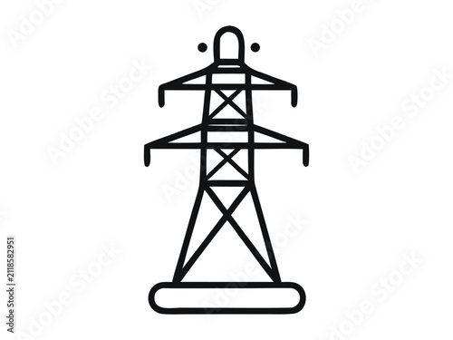 High Voltage Electricity Transmission Tower Line Icon Vector Isolated on White Background