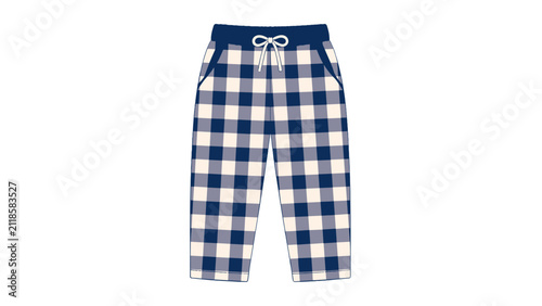 Blue checkered children's pants vector isolated on white