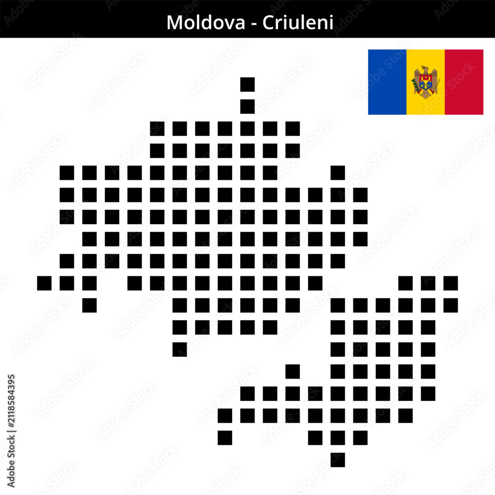 Fototapeta premium Map of Moldova region Criuleni in larger square dots