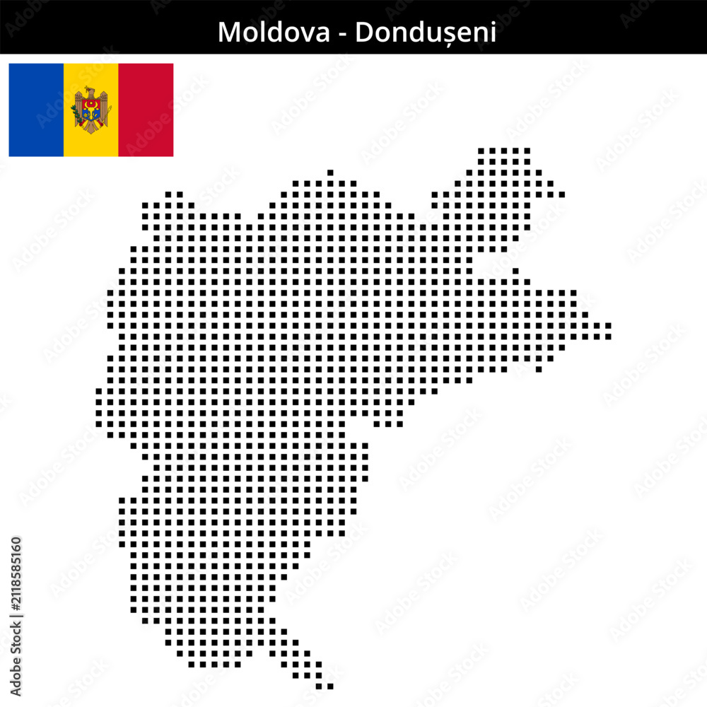 Obraz premium Map of Moldova region Dondușeni in medium size square dots