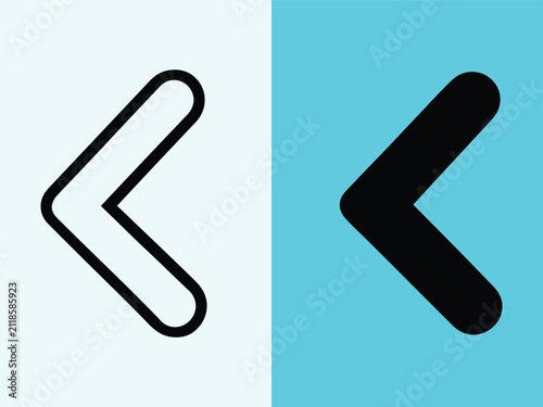 Modern left arrow icons on contrasting color backgrounds with transparent background