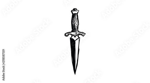 фотографія Dagger silhouette on a white background hand drawn style illustration