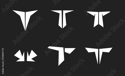 Geometric T Letter Logos Set with Abstract Shapes and Modern Design