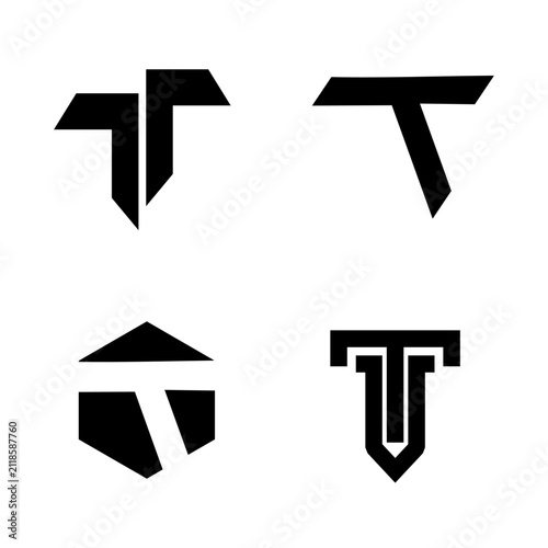 Abstract geometric T letter logo set. Modern T monogram and emblem designs for branding and graphic identity.