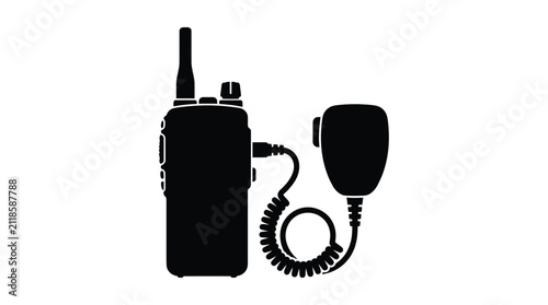 Картината върху платно Two way radio and microphone silhouette on a white background