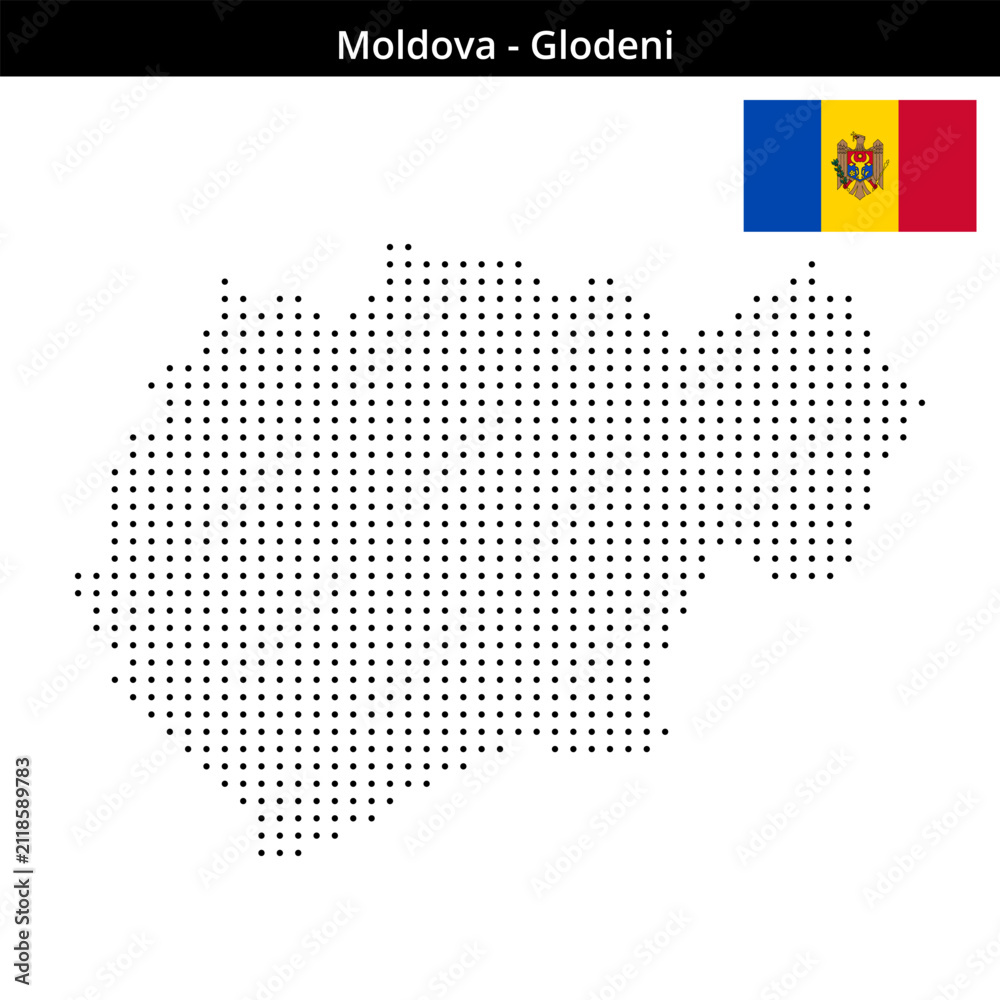 Fototapeta premium Map of Moldova region Glodeni in small size dots