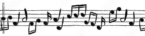 Fotografie Crayon music notes on staff lines creates a melody