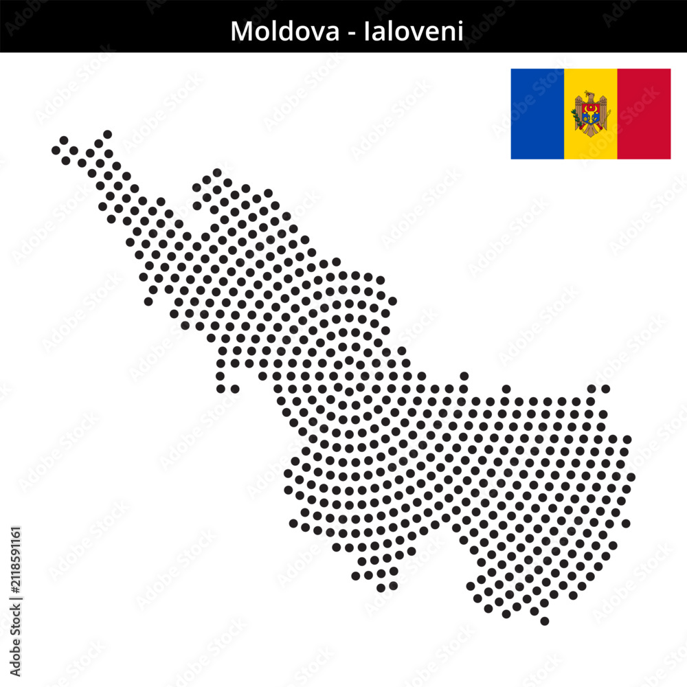 Obraz premium Map of Moldova region Ialoveni in concentric medium dots