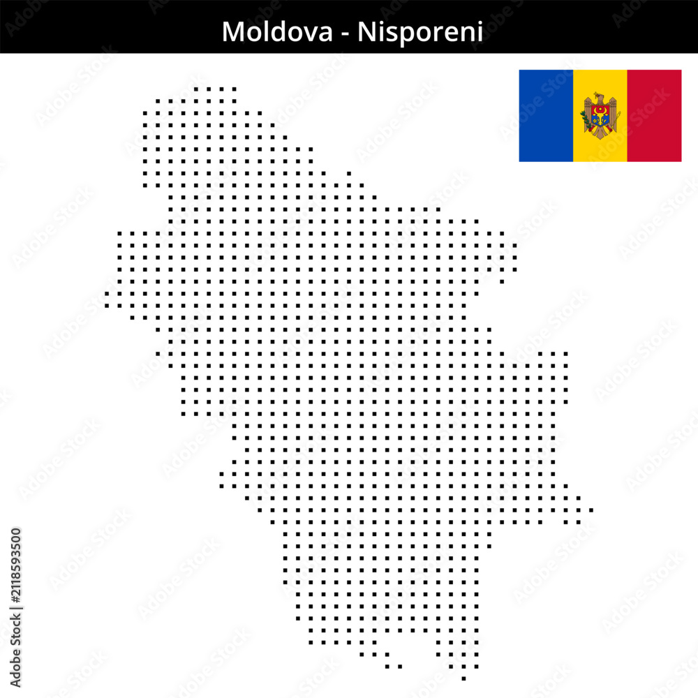 Fototapeta premium Map of Moldova region Nisporeni in small size square dots
