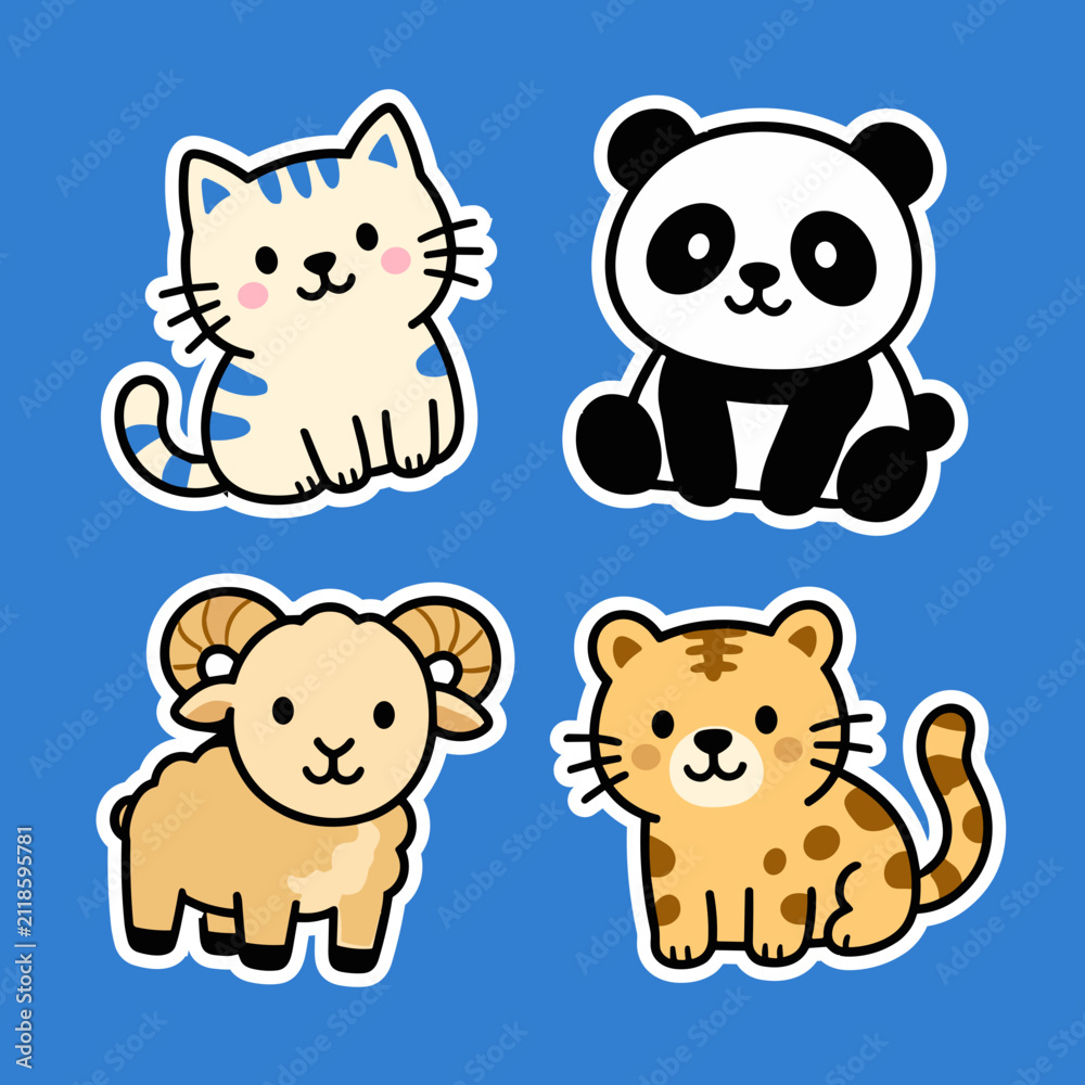Obraz premium set of funny cartoon animals
