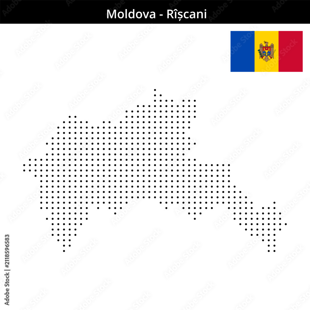 Fototapeta premium Map of Moldova region Rîșcani in small size dots
