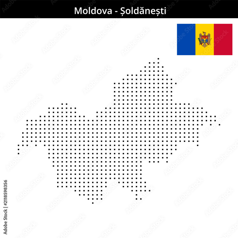 Fototapeta premium Map of Moldova region Șoldănești in small size square dots