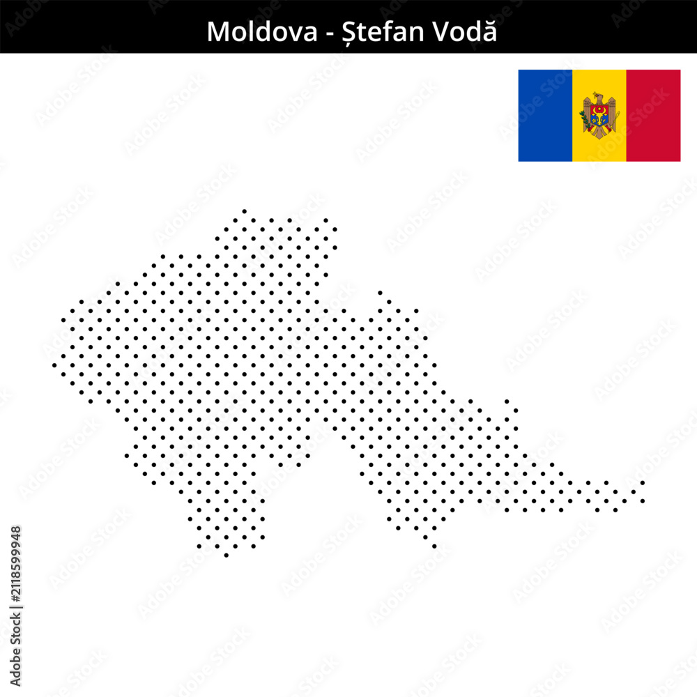 Fototapeta premium Map of Moldova region Ștefan-Vodă in small cross shaped dots