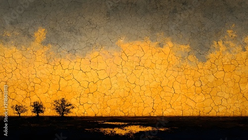 Barren desert-like ground featuring cracked dry earth patterns with natural weathered surface details, 