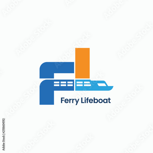 Letter FL with ferry boat logo design concept