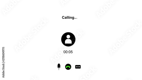 Incoming and Outgoing Phone Call User Interface Animation with Calling Timer and Call Icons Isolated on Dark, White, and Green Screen Chroma Key Backgrounds